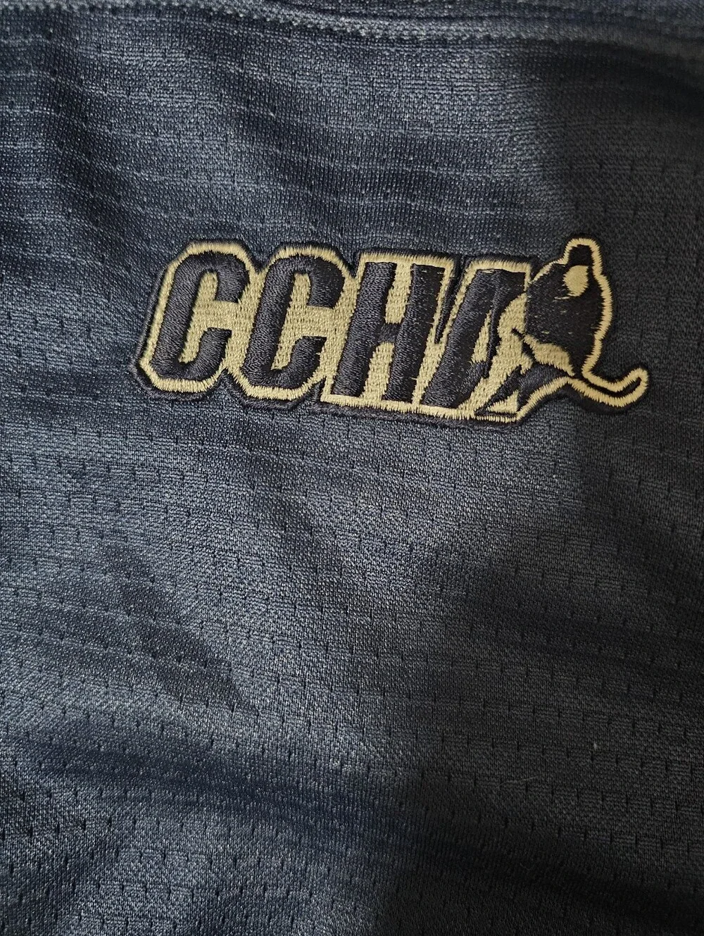 VTG Notre Dame Fighting Irish Hockey Jersey L CCHA Adidas Blue Gold Stitched EUC